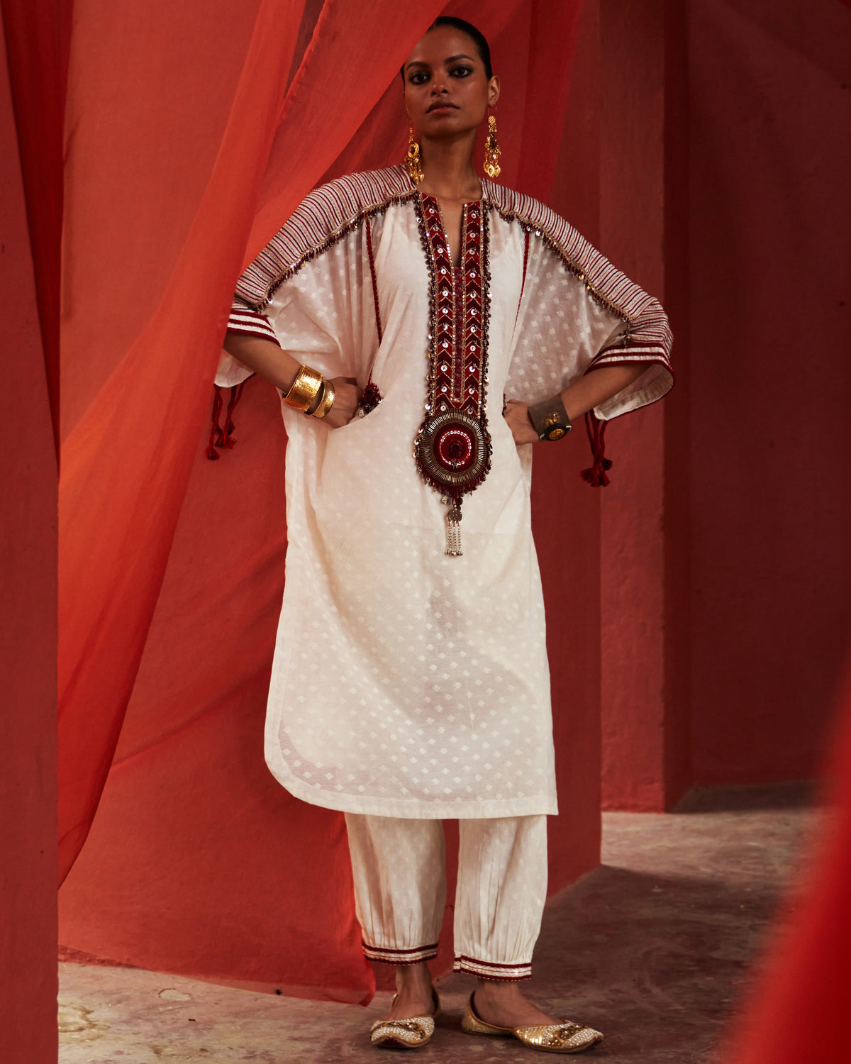 Ivory Long Kaftan Kurta Set