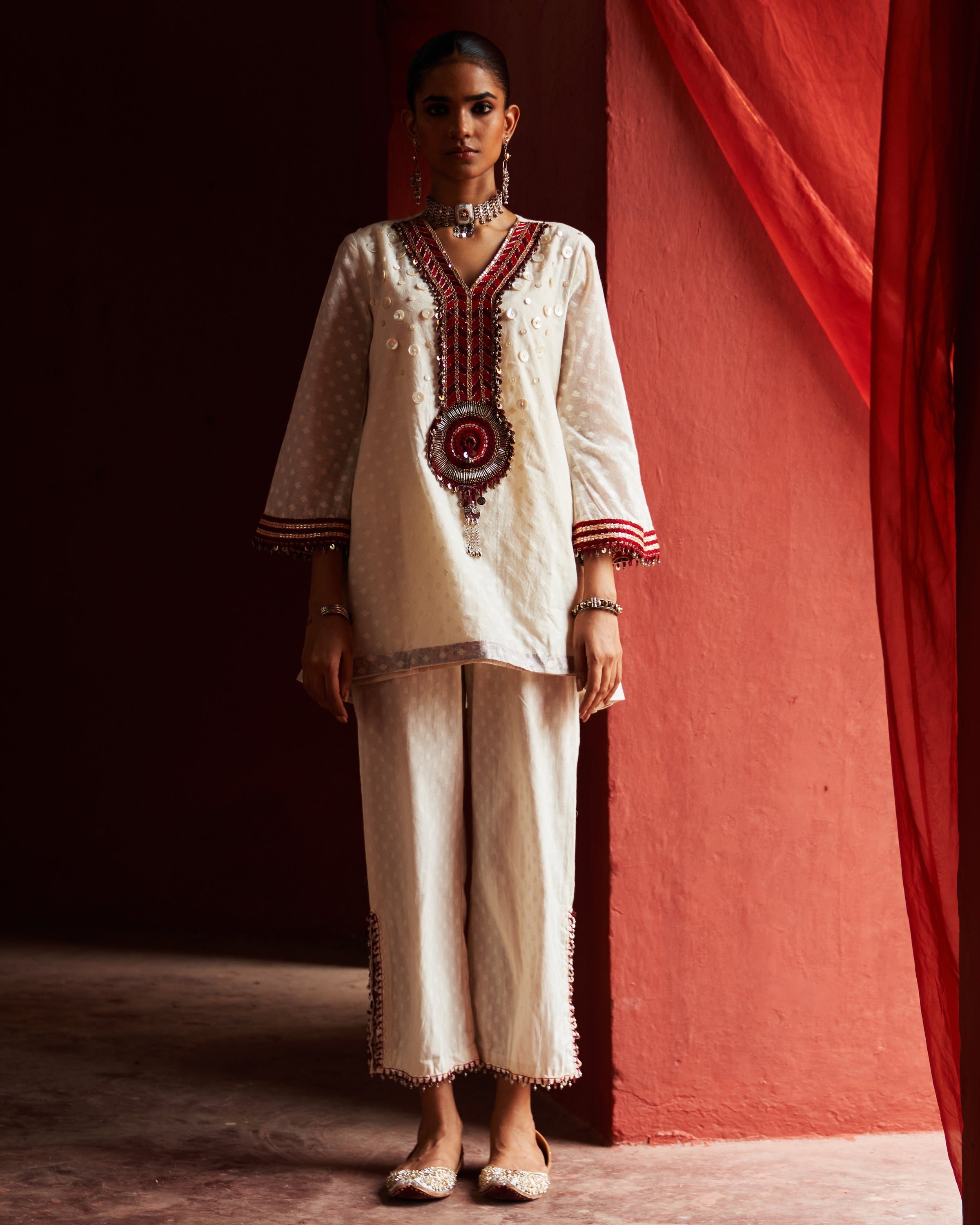 Ivory Embroidered Co-Ord Set