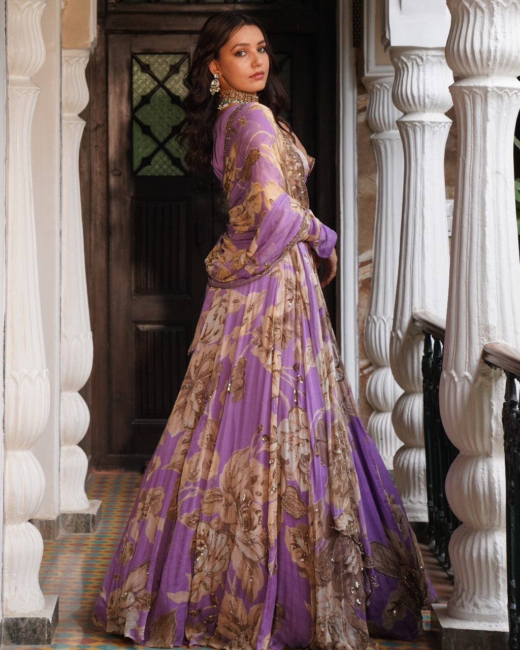 Lavender Floral Lehenga Set