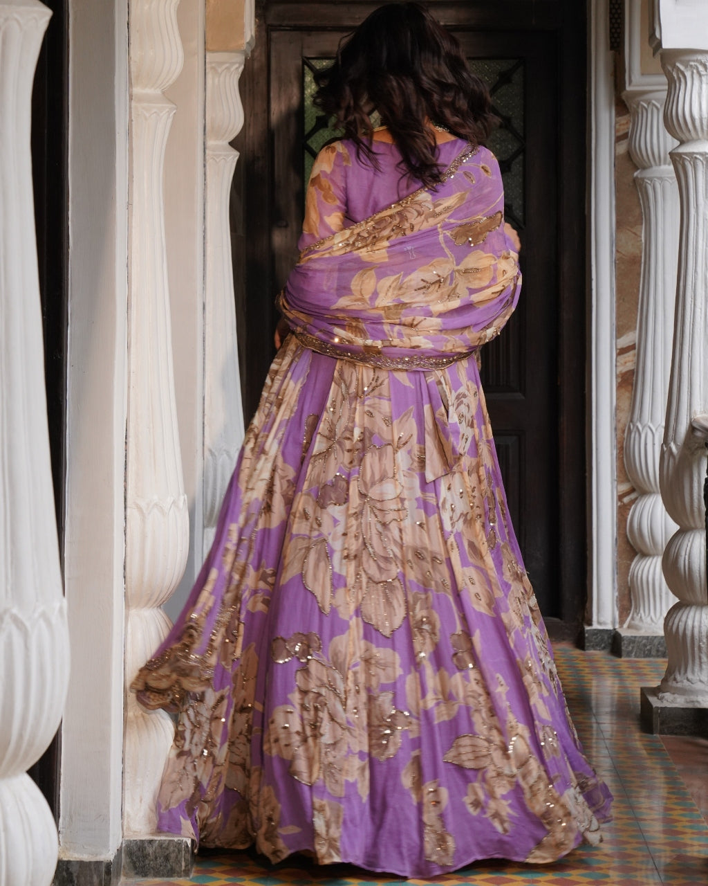 Lavender Floral Lehenga Set