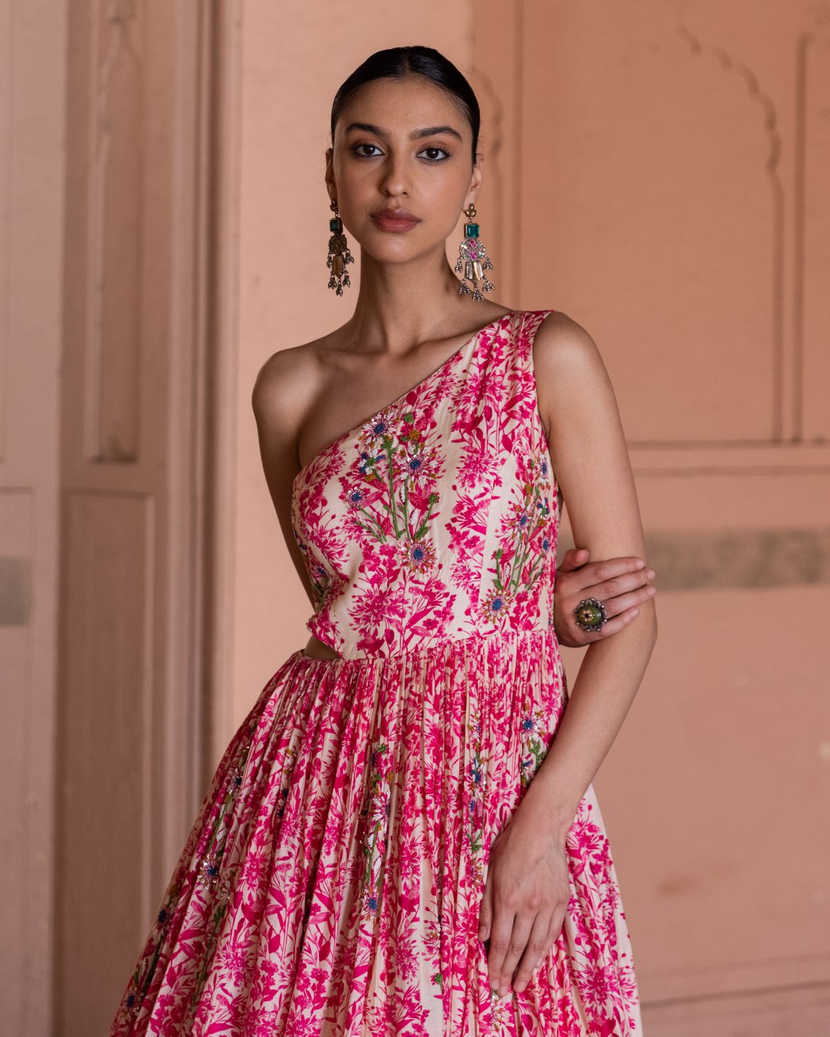 One Shoulder Rani Pink Gown