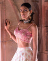 Pink And Ivory Embroidered Lehenga Set | Label Anushree