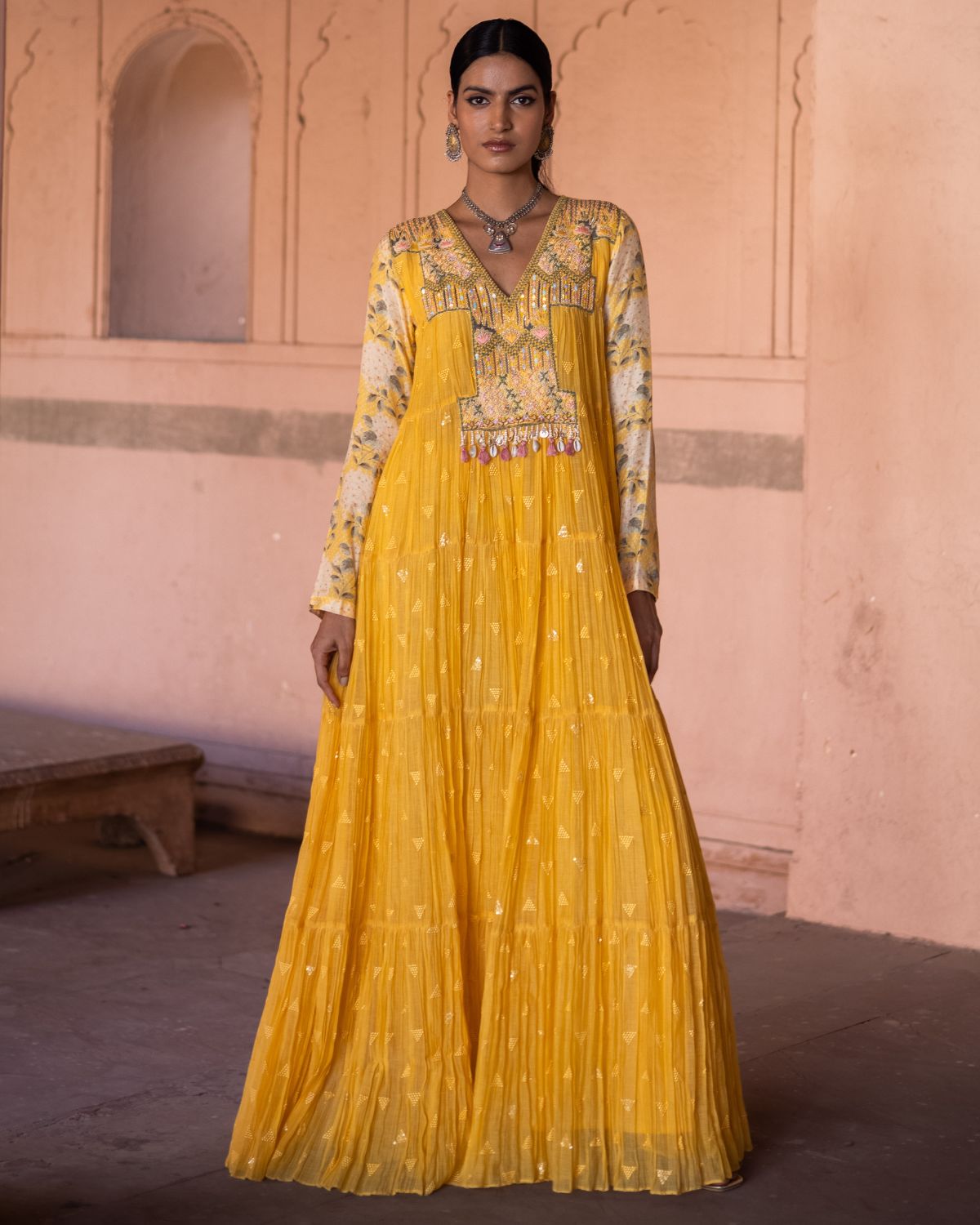 Yellow Boho Maxi Dress by Label Anushree
