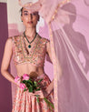 Light Pink Printed Embellished Lehenga Set by Ridhi Mehra