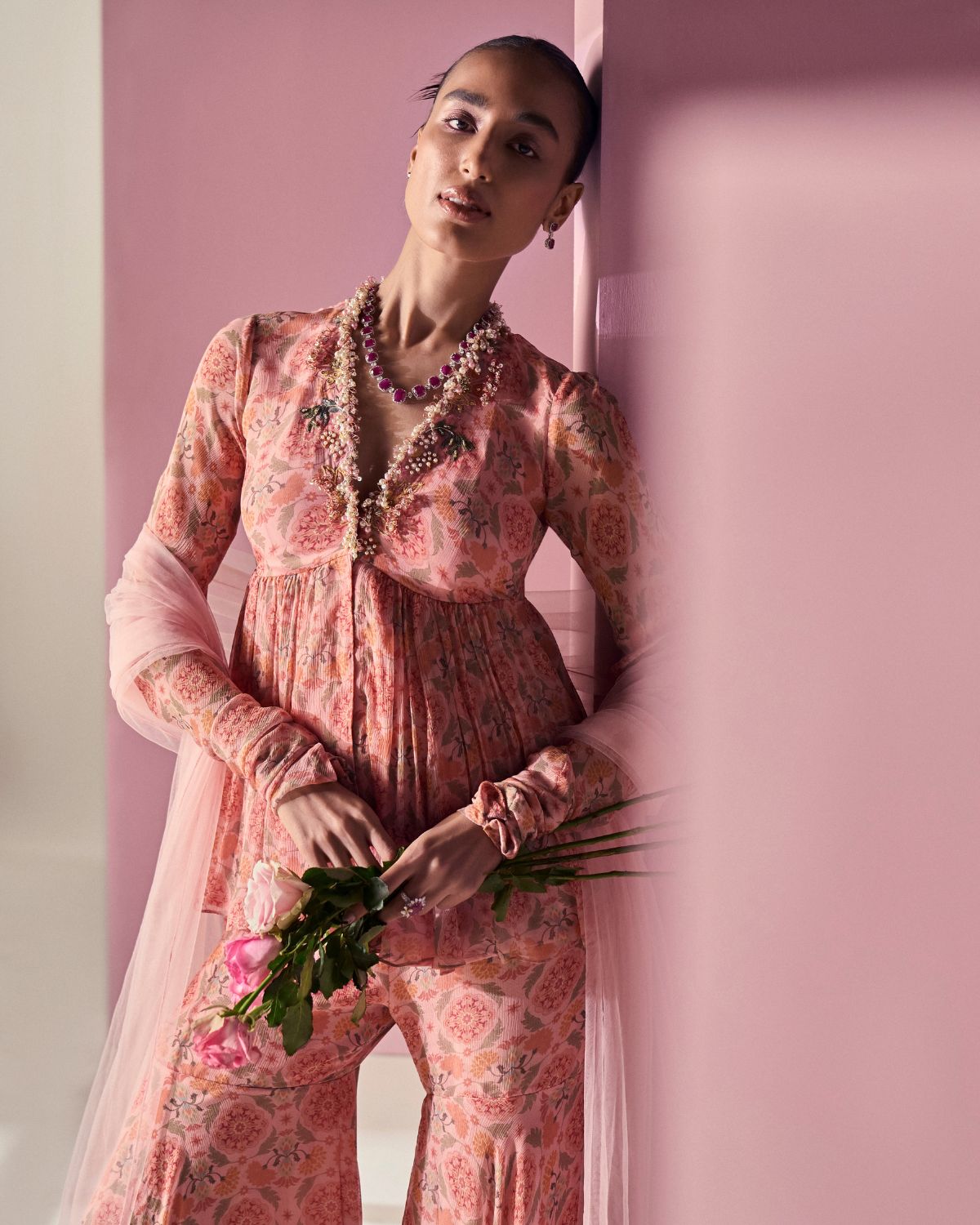 Blush Pink Peplum Gown | Kushal's