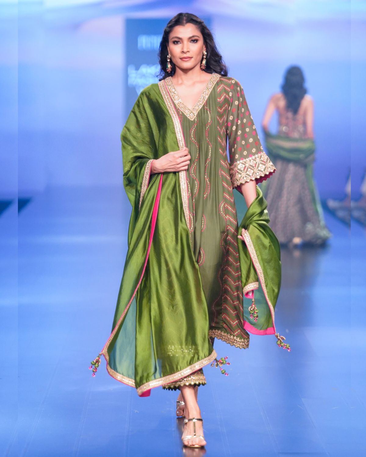 Green Embellished Anarkali Set by Punit Balana