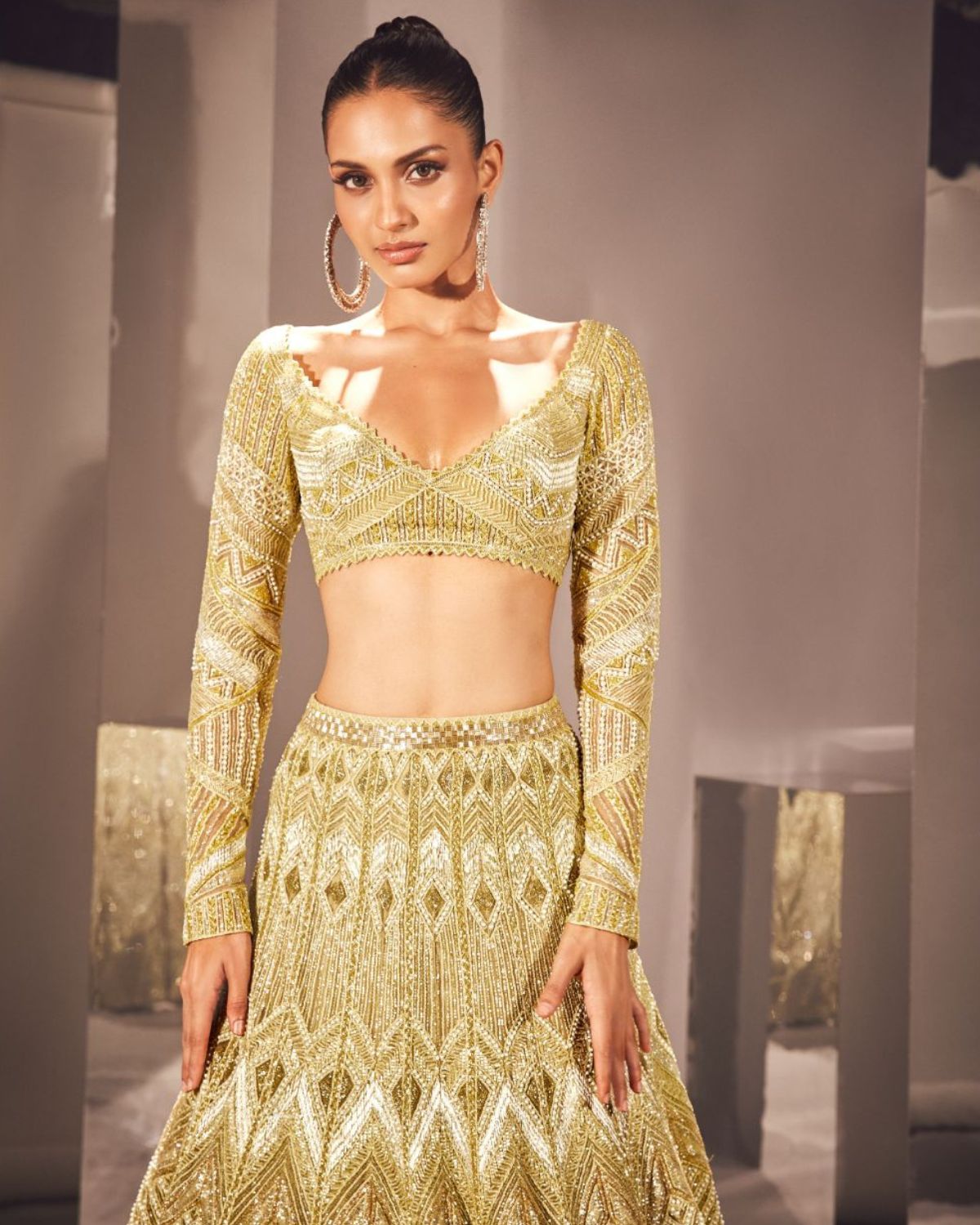 Buy Custom Made Golden Lehenga With Velvet Blouse. Indian Lehenga Online in  India - Etsy | Golden lehenga, Indian lehenga, Party wear dresses
