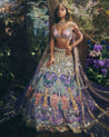 Purple Tissue Embroidered Lehenga Set by Papa Don't Preach