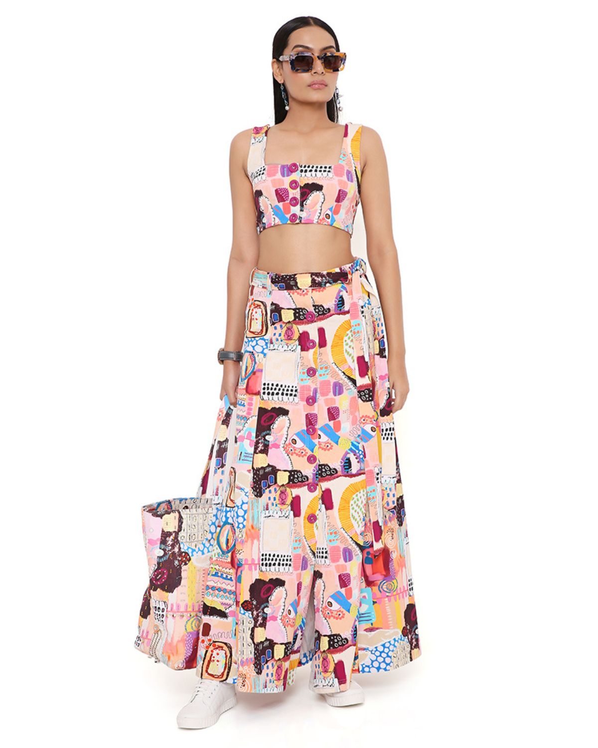 Trance Print Bustier And Skirt Set