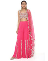 Hot Pink Georgette Embroidered Sharara Set by Payal Singhal