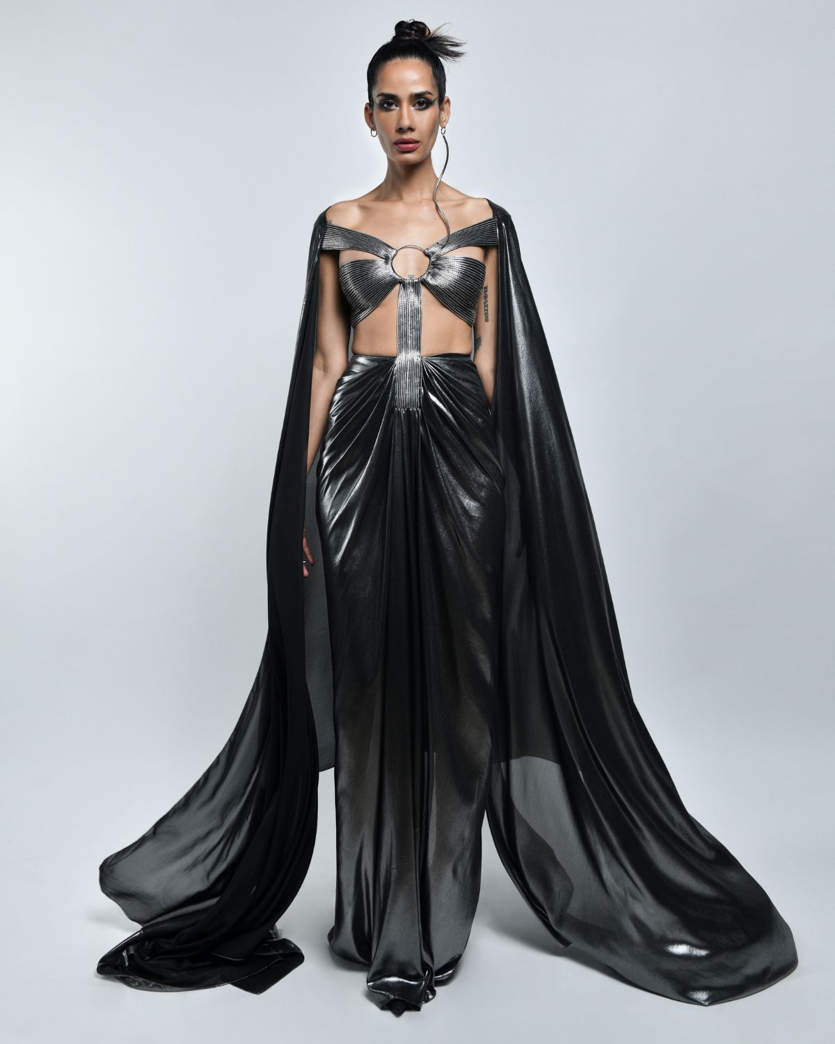 Gray Cut Out Gown by Amit Aggarwal