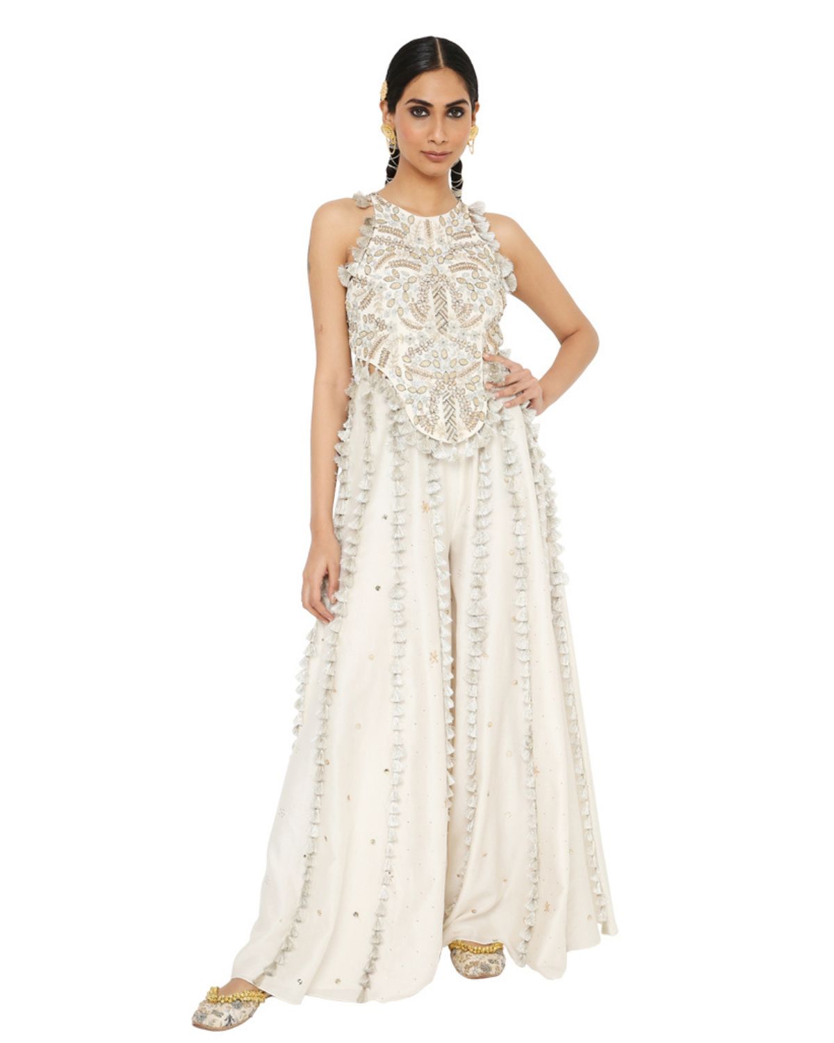 Ivory Embroidered Sharara Set by Payal Singhal