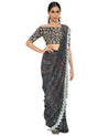 Black Printed Sari Set by Payal Singhal