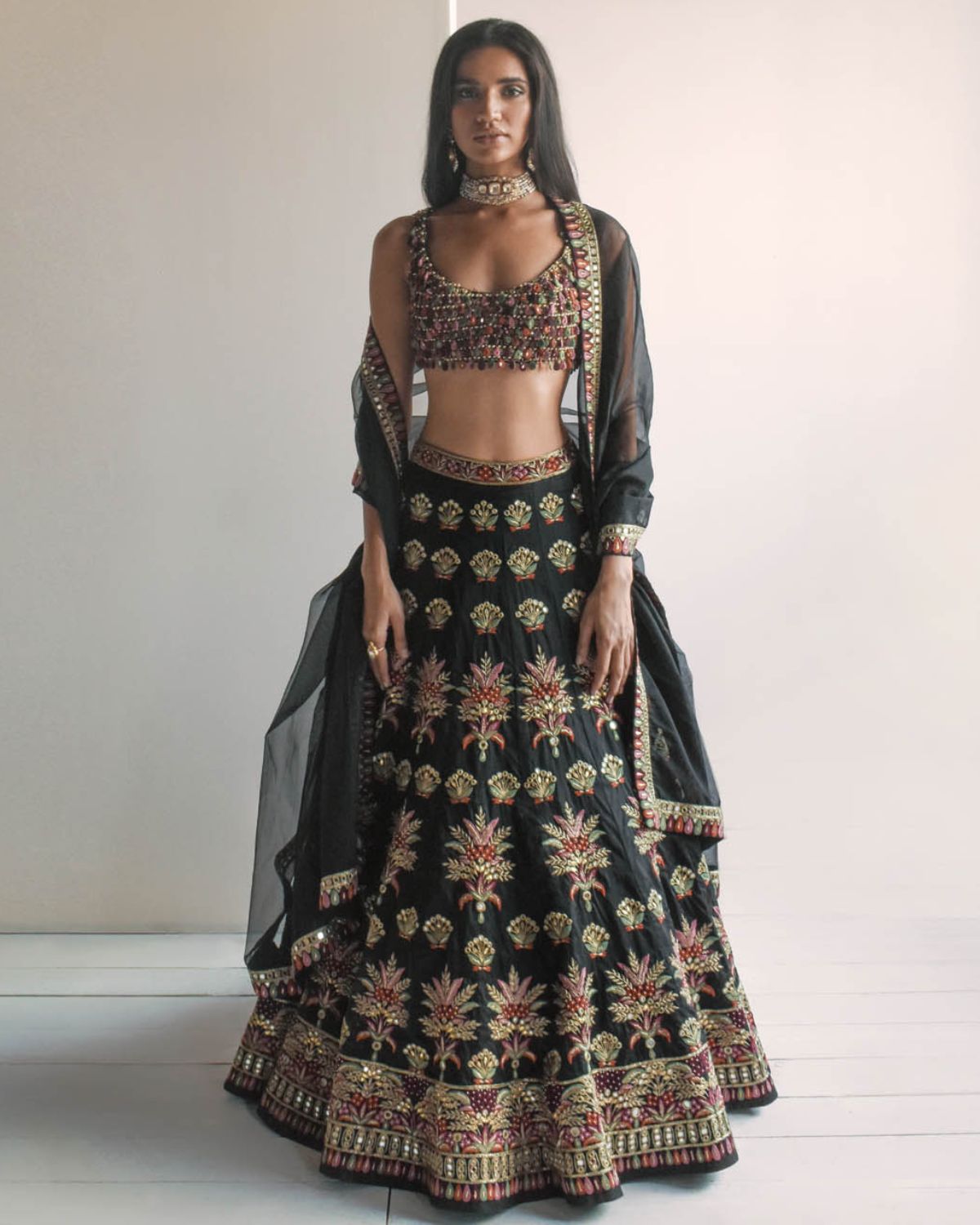 Black Multi-Thread Lehenga Set | Arpita Mehta