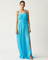 Turquoise High Slit Bandhani Dress by ITRH