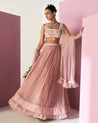 Dusty Pink Embroidrered Lehenga Set by Ridhi Mehra