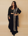 Black Raw Silk Sari Set by House Of Masaba