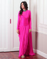 Hot Pink Textured Sari Set by House Of Masaba