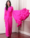 Hot Pink Textured Sari Set by House Of Masaba