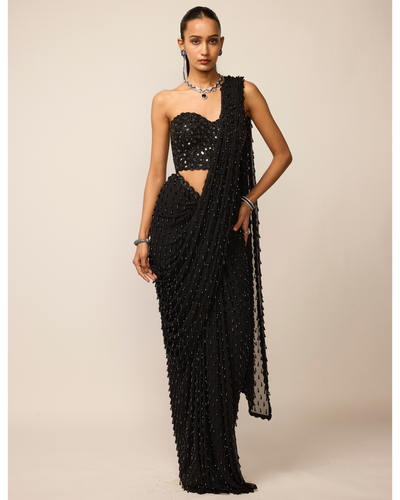 Black Single Drop Sari Set