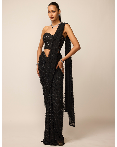 Black Single Drop Sari Set