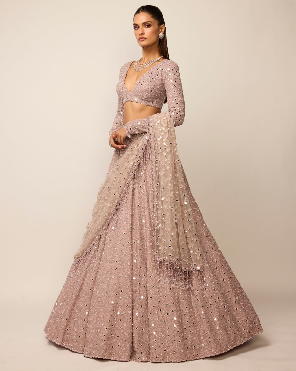 Ash Pink Lehenga Set