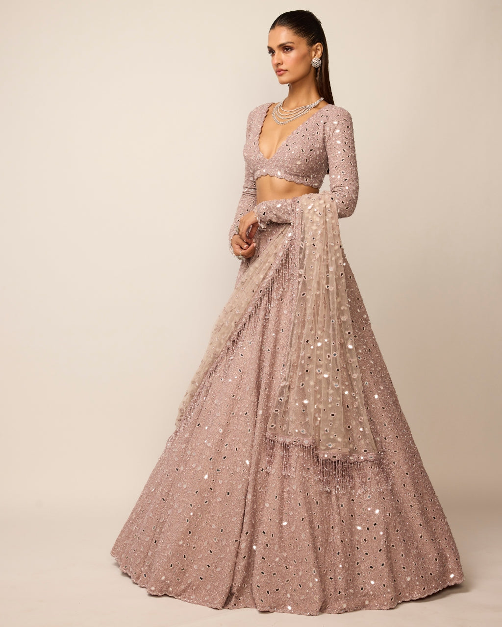 Ash Pink Lehenga Set