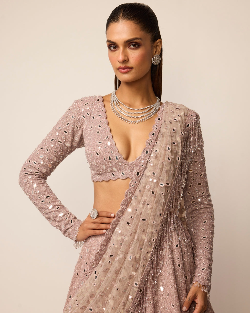 Ash Pink Lehenga Set