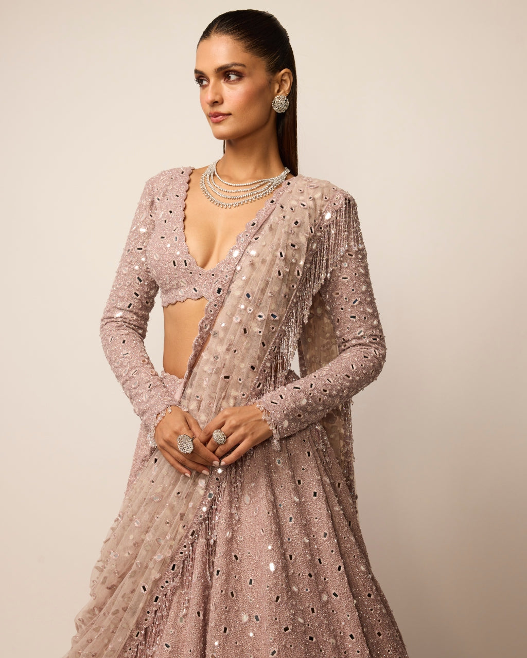 Ash Pink Lehenga Set
