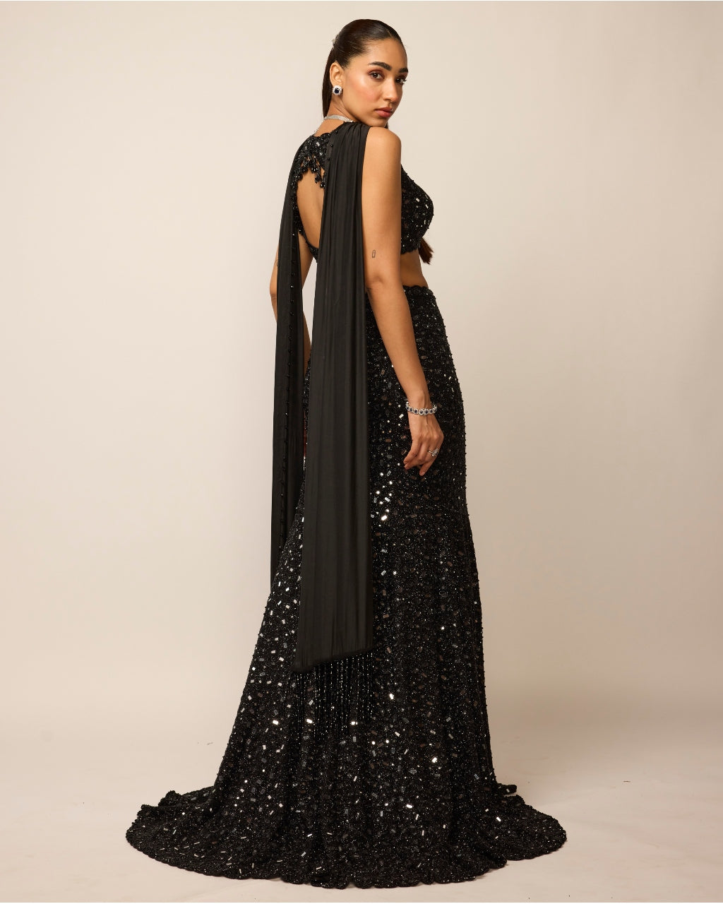 Black Fishcut Lehenga Set