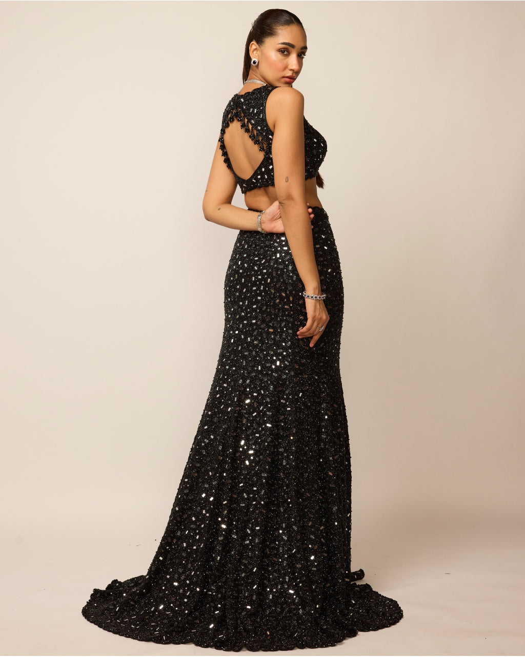Black Fishcut Lehenga Set