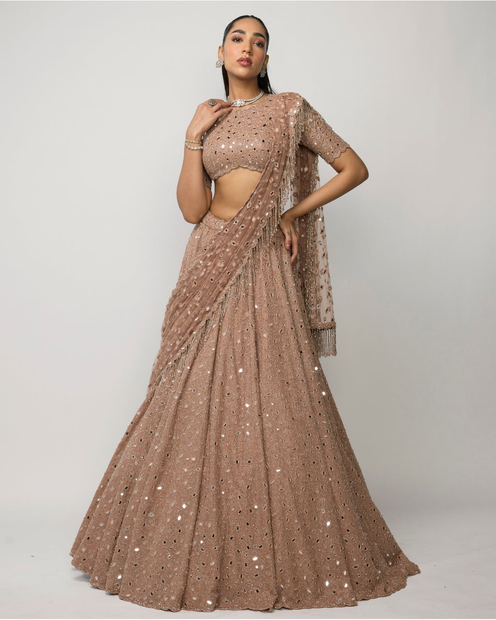 Bronze Rosé Lehenga Set