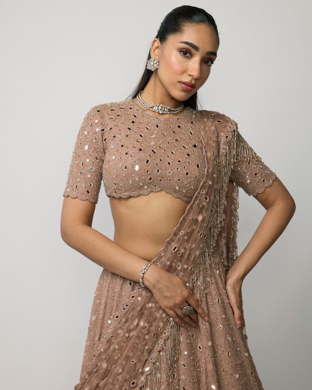 Bronze Rosé Lehenga Set