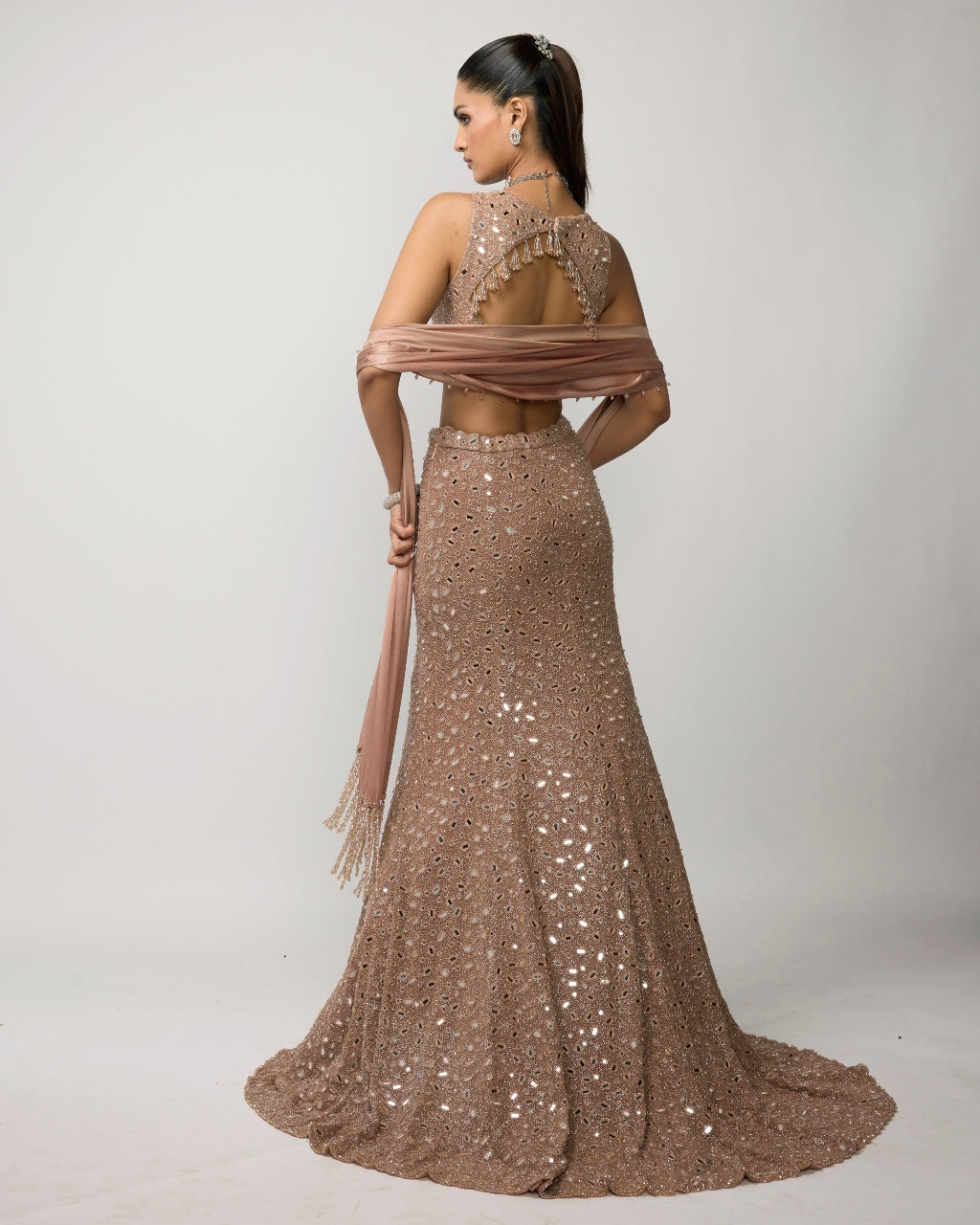 Bronze Rosé Fishcut Lehenga Set