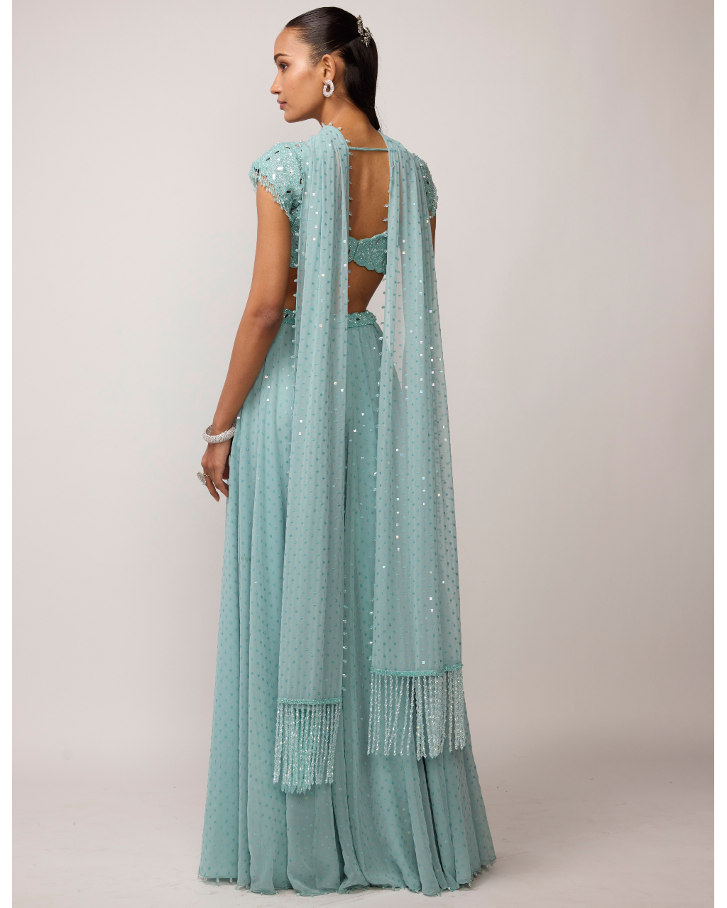 Powder Blue Geogette Skirt Set