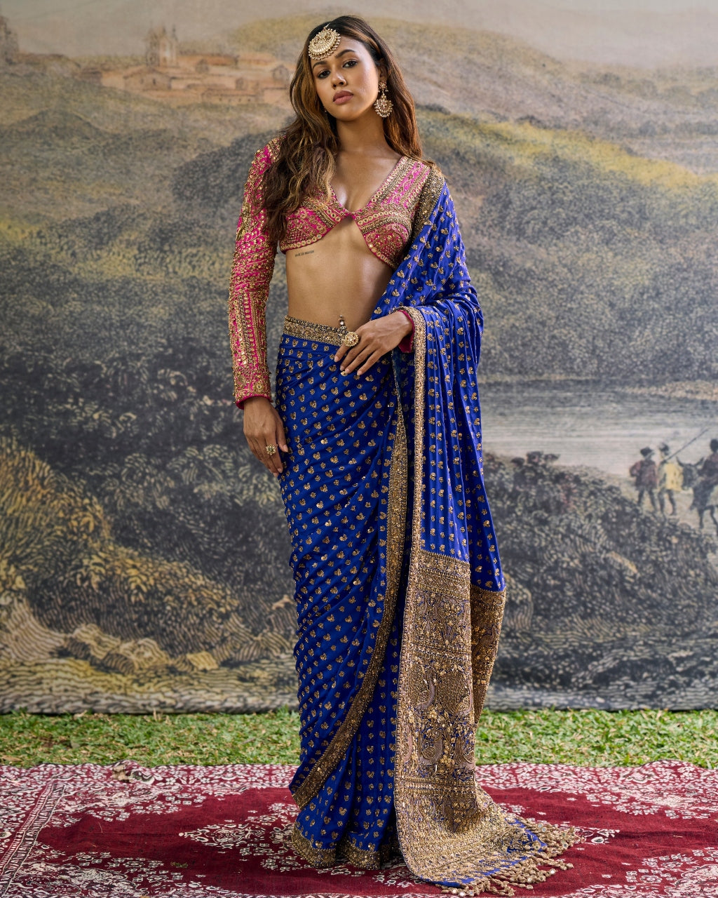 Neelpari Dabka Silk Sari Set