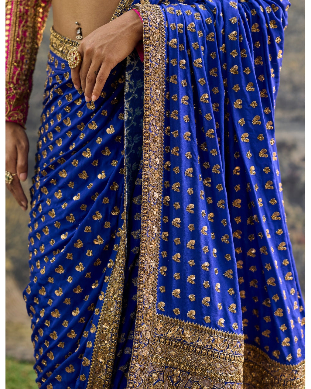 Neelpari Dabka Silk Sari Set