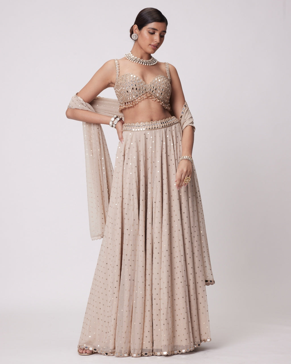 Light Beige Georgette Sharara Set