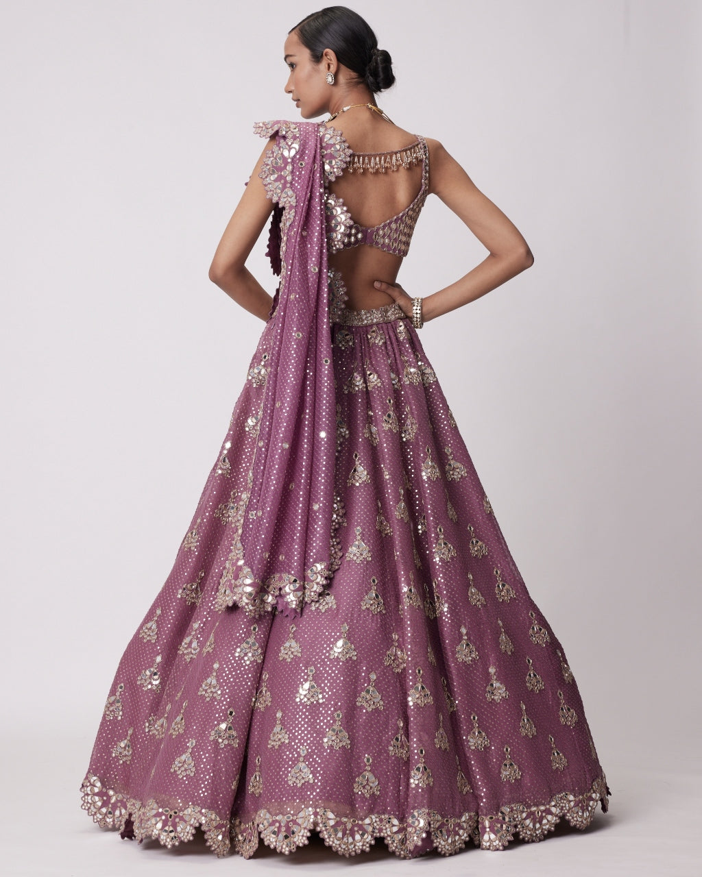 Mud Mauve Sequin Embroidered Lehenga Set