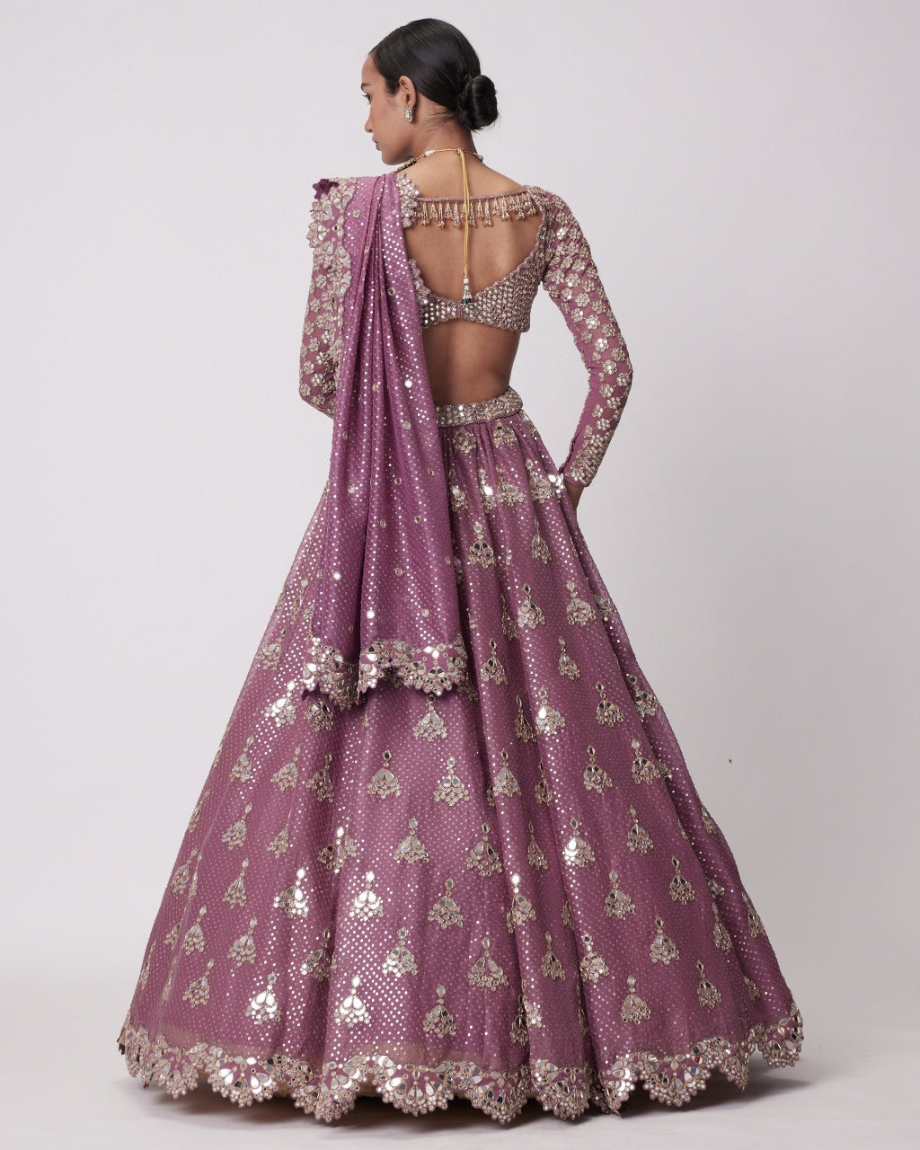 Mud Mauve Sequin Embroidered Lehenga Set