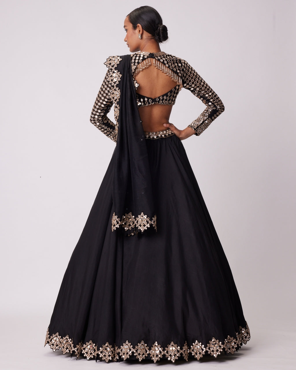 Black Organza Lehenga Set