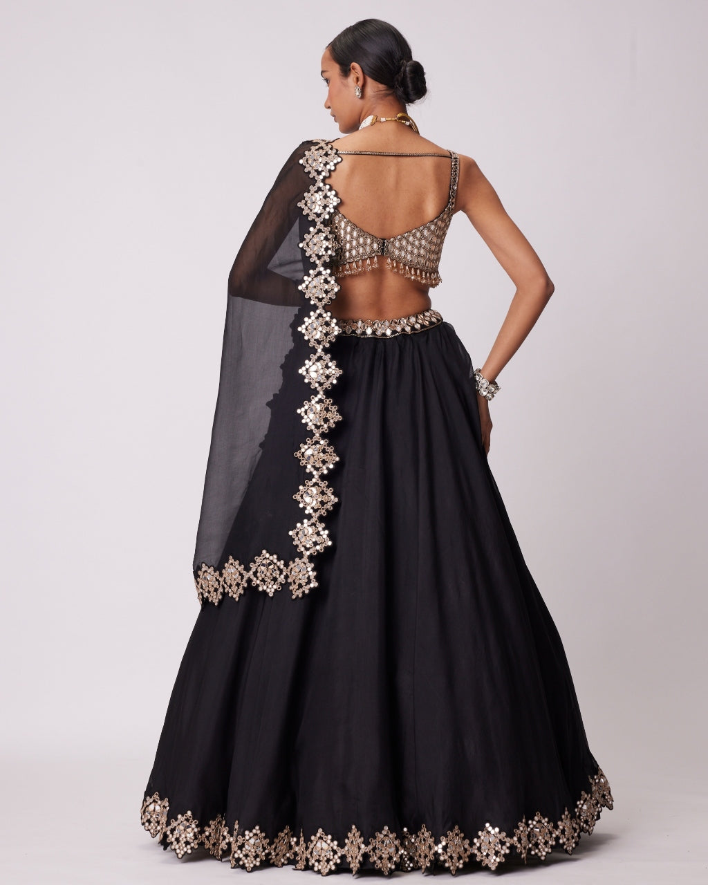 Black Organza Lehenga Set