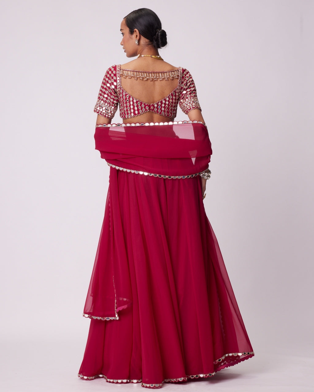 Crimson Red Georgette Sharara Set