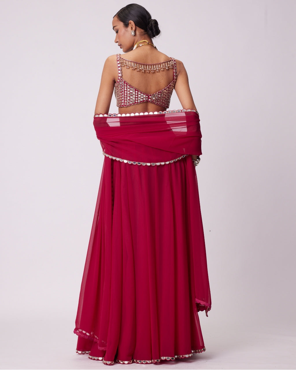 Crimson Red Georgette Sharara Set