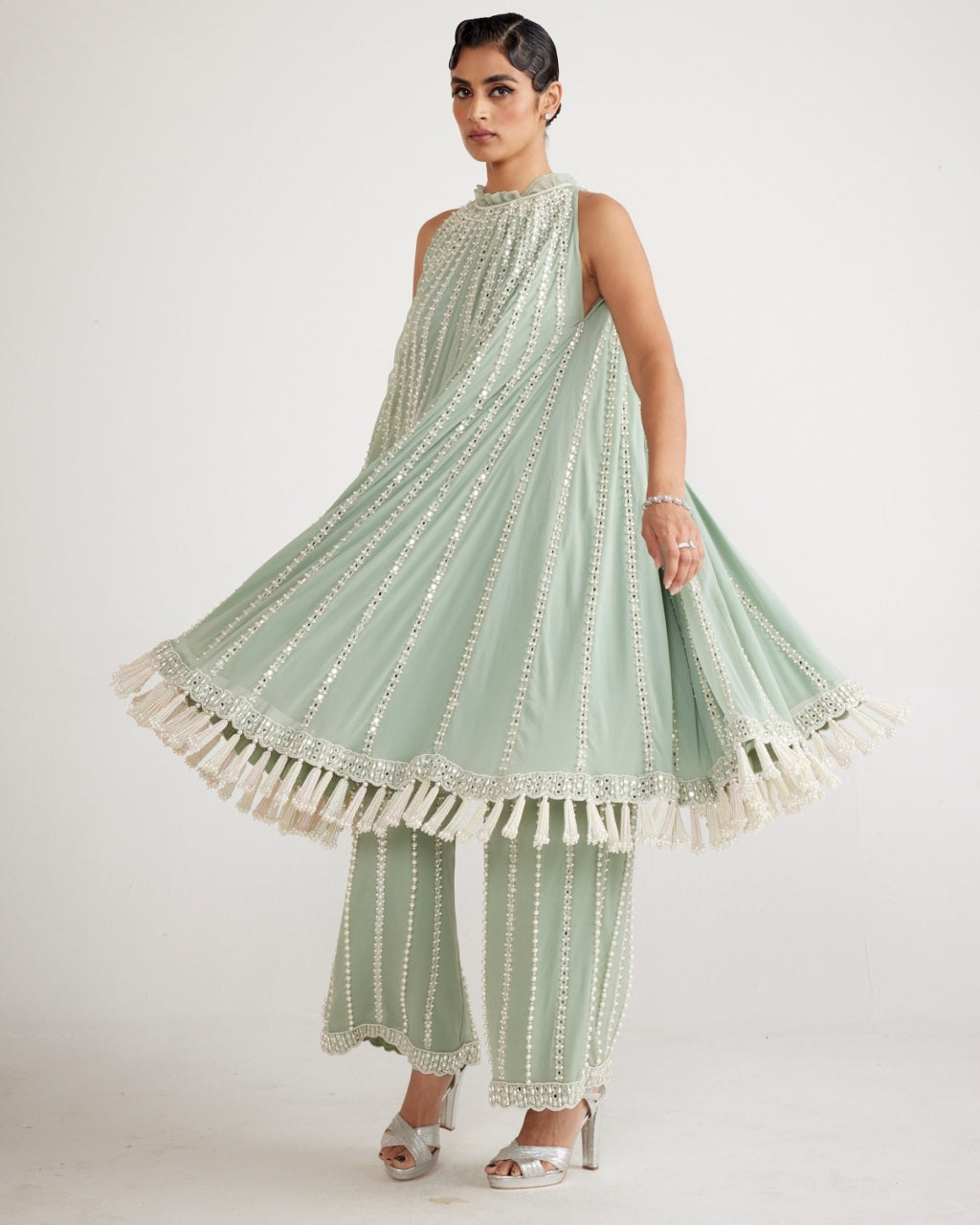 Powder Mint Green Chandelier Drop Kurta Set