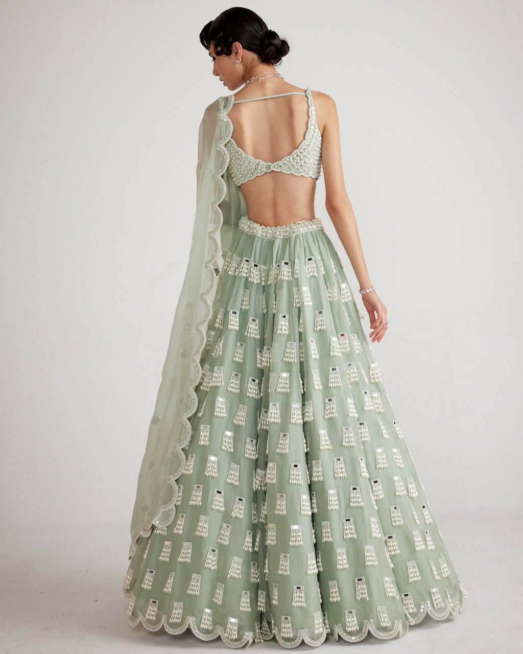 Powder Mint Green Chandelier Drop Lehenga Set