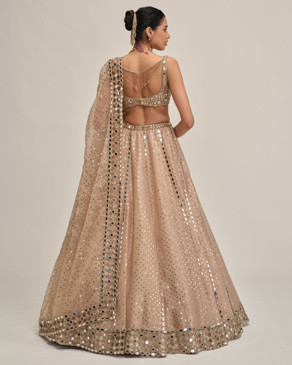 Light Beige Sequins Embroidered Lehenga Set