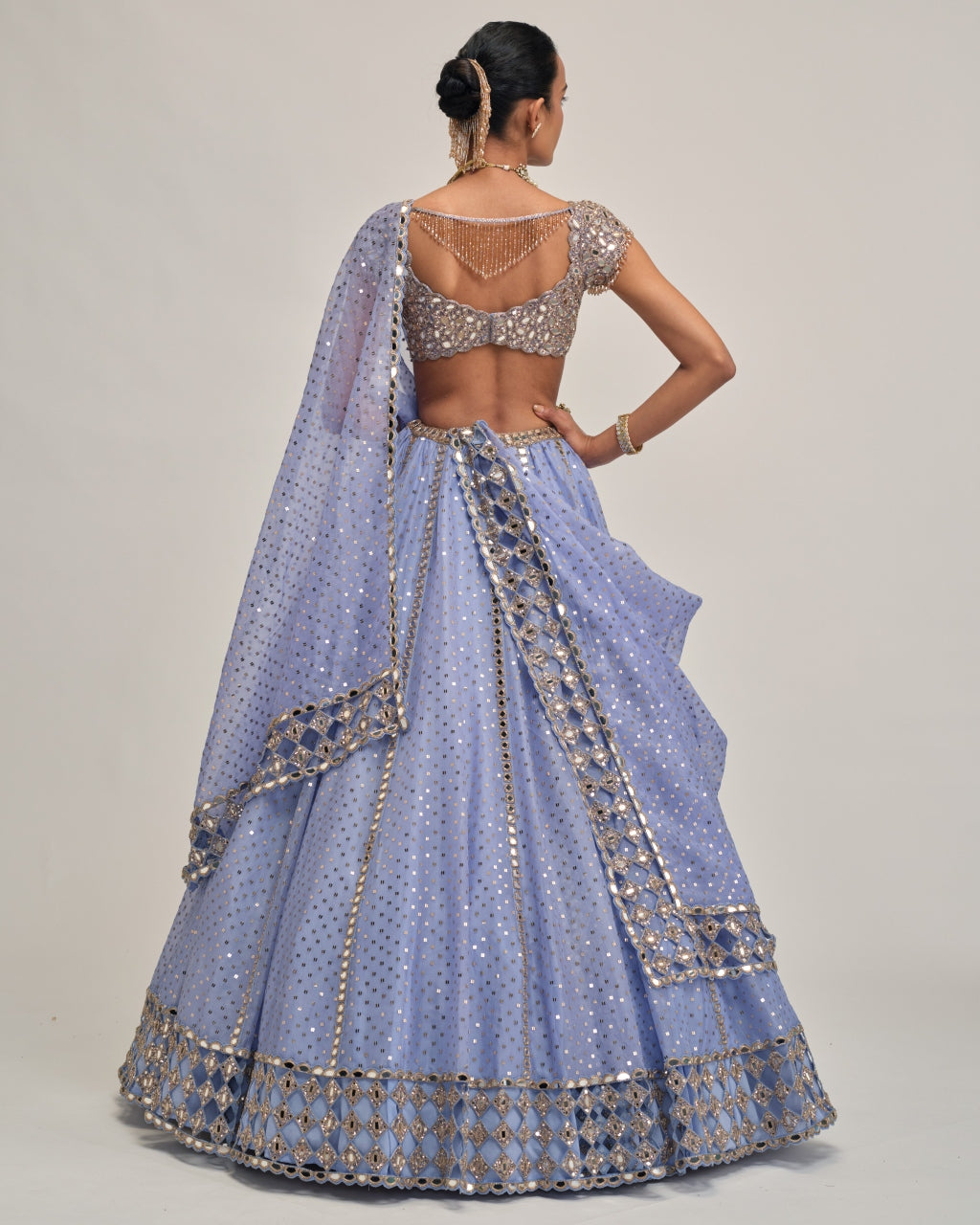 Dew Blue Sequins Embroidered Lehenga Set