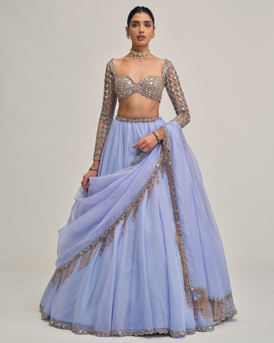 Dew Blue Lehenga Set