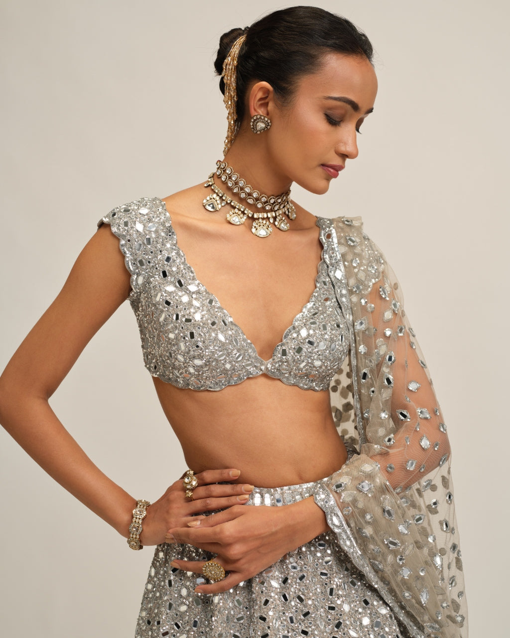 Silver Lehenga Set